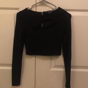 Bebe black long sleeve cut out top